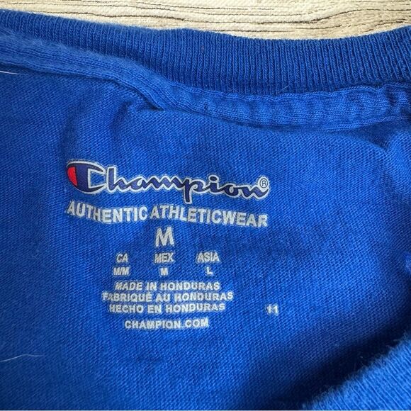 Lot of 2 Champion Men's Short Sleeve T Tee Shirts Blue Red M Med Medium Crewneck - Picture 4 of 15